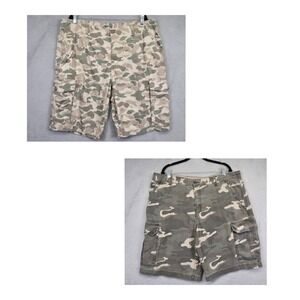 Old Navy Cargo Shorts Lot of 2 Mens 40 Green Brown Camo Utility Outdoor Hiking‎
